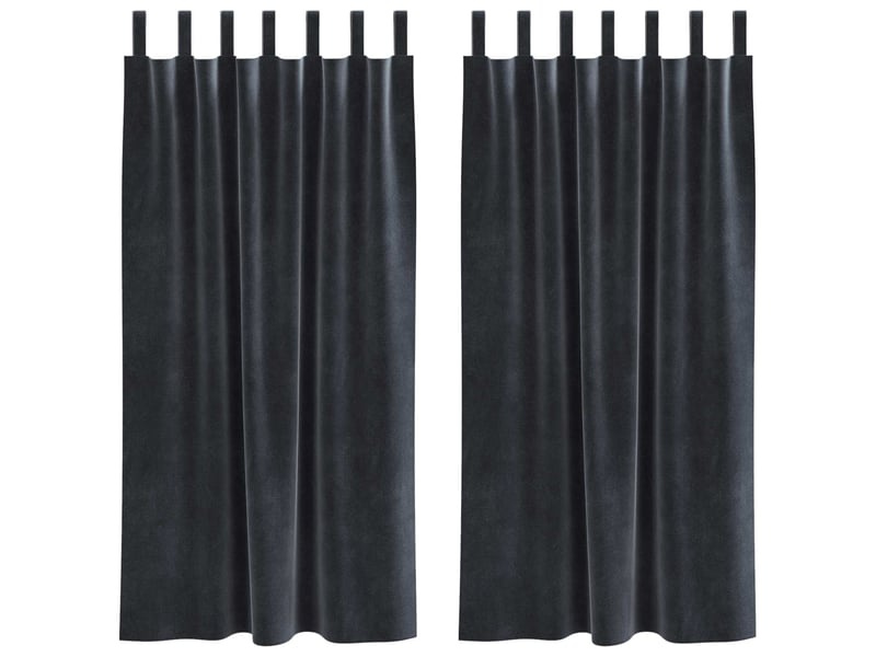  Lot de 2 rideaux, rideaux de fenêtre gris foncé 140 x 175 cm velours cf44063  - Conforama A