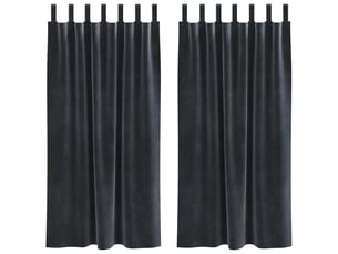 Lot de 2 rideaux, rideaux de fenêtre gris foncé 140 x 175 cm velours cf44063