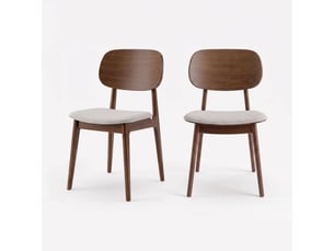 Lot de 2 chaises en bois foncé et tissu gris clair-charlize
