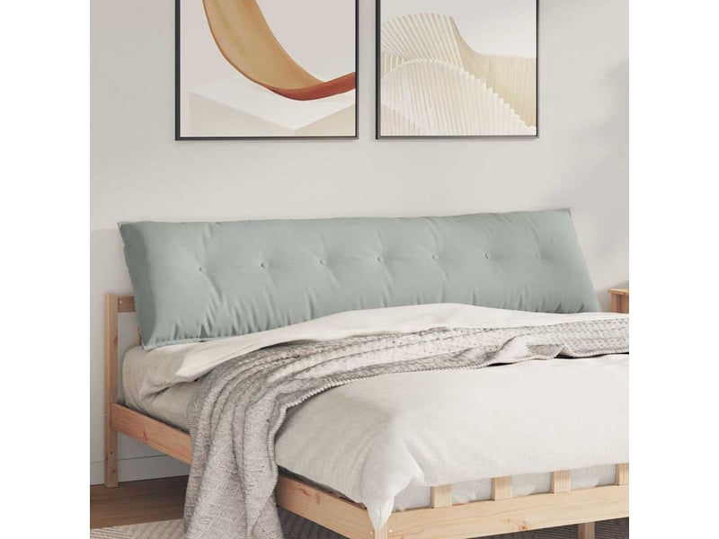 Coussin de dos, coussin de dossier gris clair 200 x 50 cm tissu en velours côtelé cf54666 - Conforama B