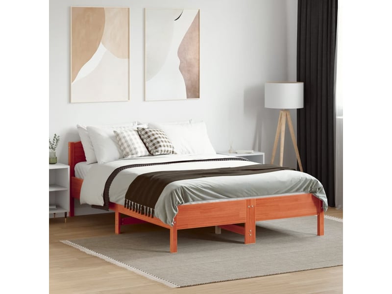  Lit double- lit adulte -  cadre de lit sans matelas  marron 120x190cm bois pin massif  - Conforama B