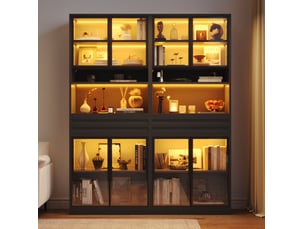 Vitrine coloris noir 8 étagère(s) DESMIU  - 160 cmx200 cm