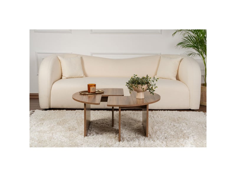  Table basse ronde en bois mdf mélaminé noyer ø90 x 41 cm  - Conforama C