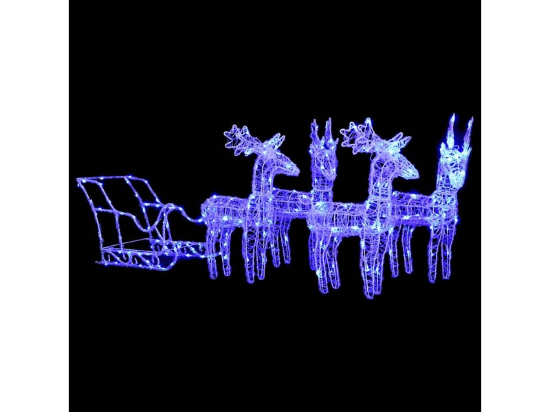  Décoration de noël rennes et traîneau 280x28x55 cm acrylique  - Conforama A