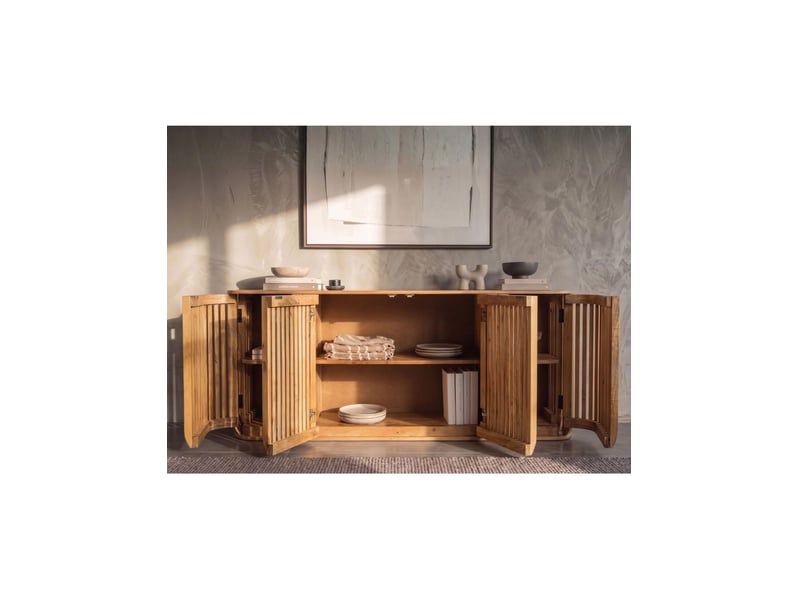  Buffet ritmo 4 portes en bois massif de manguier et d'acacia clair - marron - 170 cm  - Conforama E