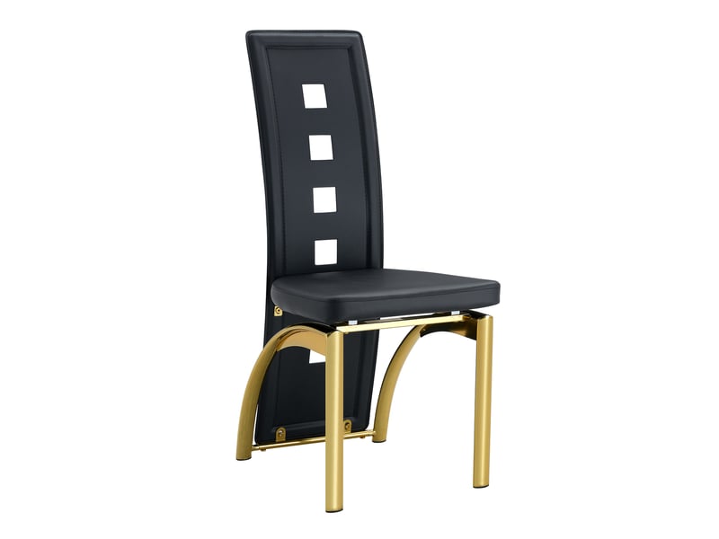  Lot de 2 chaises de salle à manger,43x49x102,5 cm,similicuir et métal doré,noir  - Conforama D