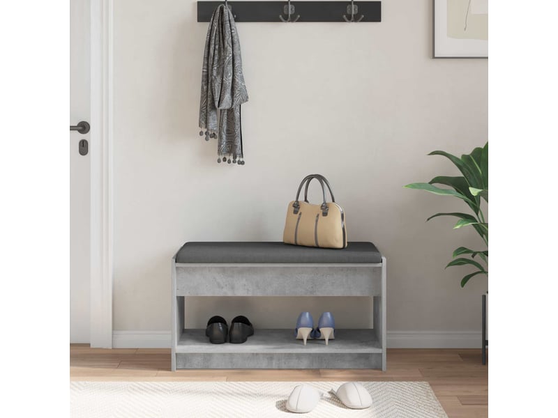  Banc d'entrée, banc interieur gris béton 83x38x45 cm  - Conforama D