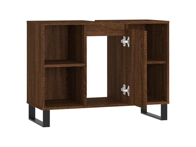  Meuble salle de bain rangement, commode chêne marron 80x33x60cm bois d'ingénierie shl7418  - Conforama E