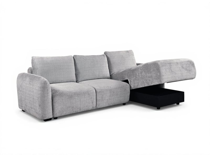 Canapé d'angle convertible avec coffre en velours chiné gris marla - angle droit MARLA - Conforama D