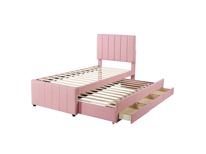  Lit enfant 90x190 cm - lit gigogne avec usb - 2 tiroirs - bois massif - contemporain  - Conforama A