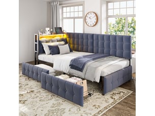 Lit banquette 90x200 cm <strong>MODENUIT </strong>  <strong></strong> coloris gris