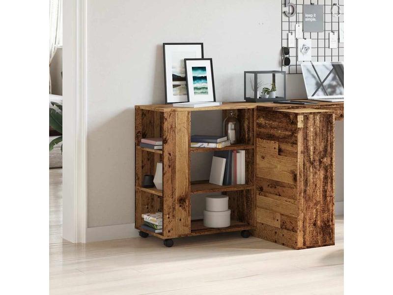  Armoire de rangement, armoire à roulettes vieux bois 60x35x75 cm bois d'ingénierie  - Conforama C