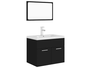Ensemble de meubles de salle de bain noir aggloméré cf63906