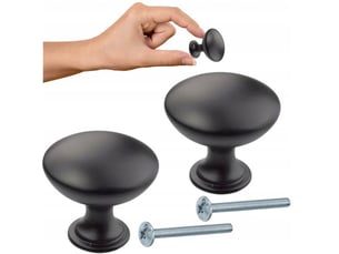 Boutons de meubles ronds mats noirs (2 pièces)