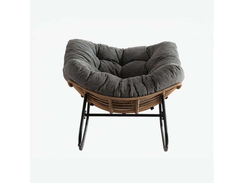  Fauteuil à bascule 102 x 98 x 77 cm gris en chenille, structure métallique, assise de détente pour salon  - Conforama D