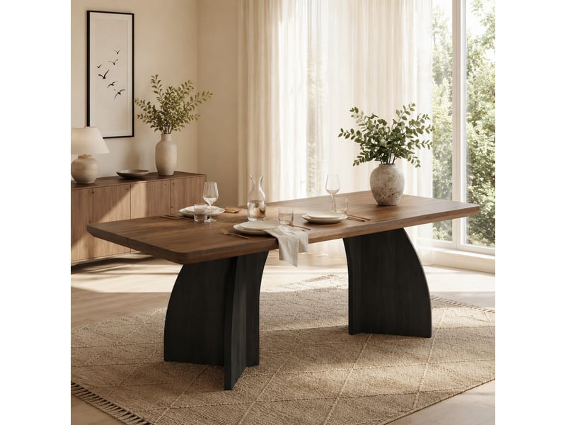  Table à manger 4 à 6 personnes 160x80 cm en mdf, plateau couleur noyer  - Conforama B