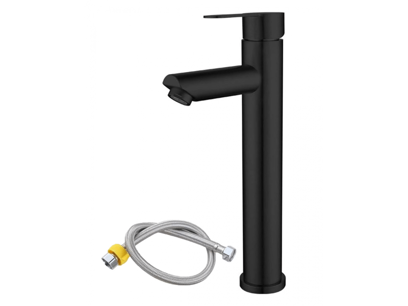  Robinet de salle de bain chaud et froid, robinet de lavabo, acier inoxydable, noir, bec droit haut, tube de 60 cm ZPB502366J - Conforama A