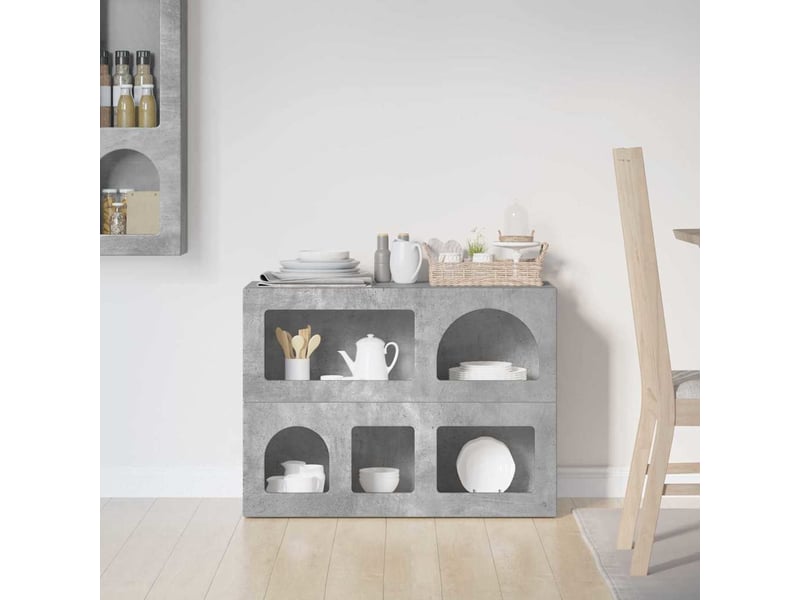 Buffet - bahut - meuble de rangement elst gris béton 80,5 x 35 x 59 cm bois d'ingénierie - Conforama D