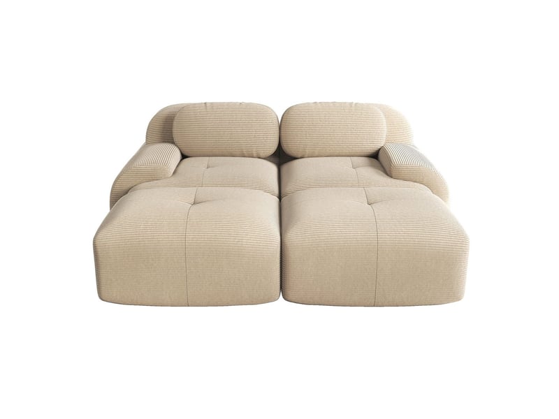  Canapé 2 places en velours côtelé beige, modulable avec méridienne, sans cadre, mousse 32d, accoudoirs ergonomiques SF20250527049 - Conforama D