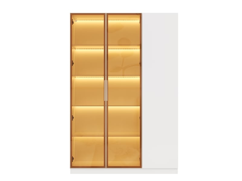  Vitrine en verre 110x35x165 cm vitrine armoire à 3 portes meuble de rangement avec éclairage led étagères réglables - blanc  - Conforama R