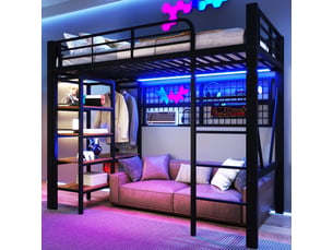 Lit mezzanine 90x200 cm <strong></strong>  <strong>evarich</strong> coloris noir