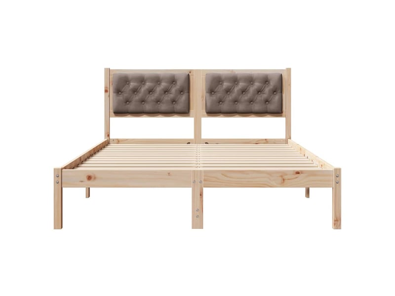  Lit double- lit adulte -  cadre de lit avec tête de lit taupe 150 x 200 cm pin massif  - Conforama D