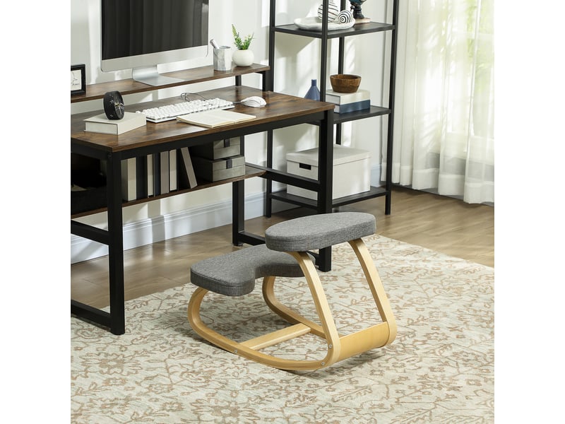  Chaise à genoux, tabouret ergonomique à genoux aspect lin, base en bois de bouleau pour soulager les douleurs cervicales  - Conforama D