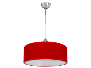 Suspension ABRILA Planetario 1 lumière E27 rouge, abat-jour cylindrique Ø35 cm, hauteur réglable 22-92 cm
