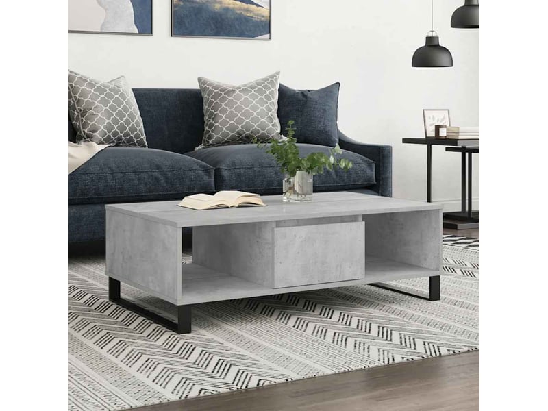  Table basse - table de salon - table à thé gris béton 104x60x35 cm bois d'ingénierie  - Conforama B