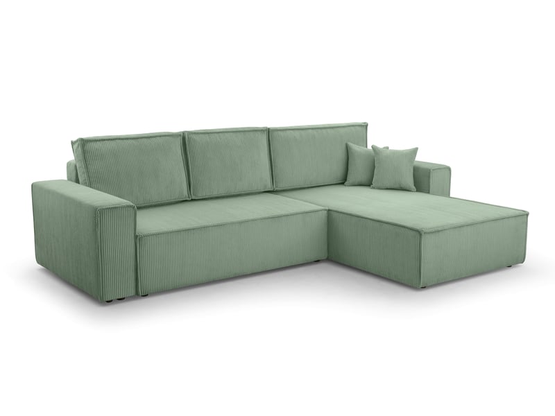  Canapé d’angle en velours côtelé cedria – 287 cm vert sauge CedriaMini - Conforama A