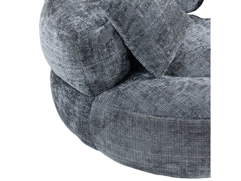  Fauteuil lounge fixe en tissu gris avec 3 coussins, dossier enveloppant et accoudoirs, pour se détendre  - Conforama D