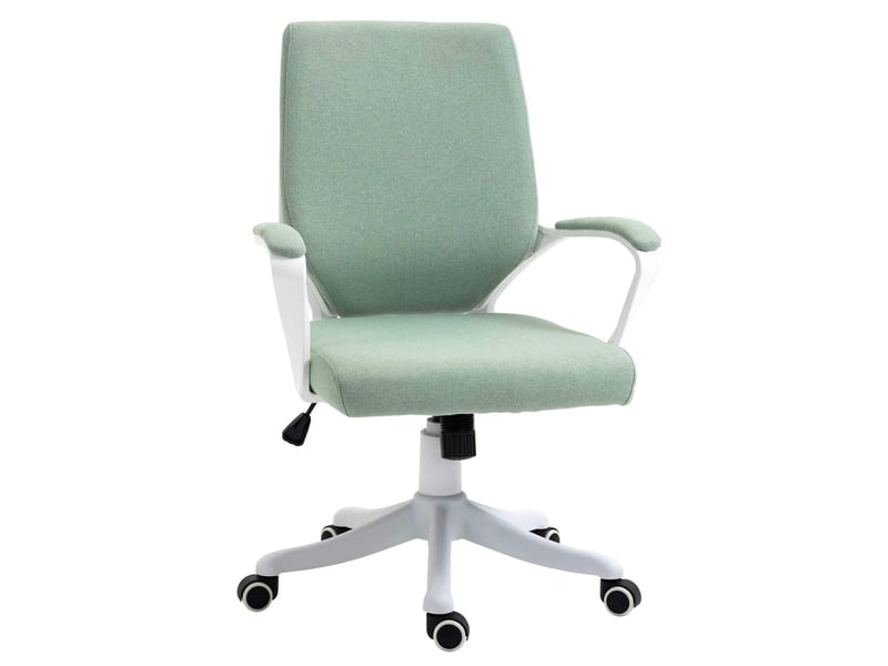  Chaise de bureau ergonomique avec soutien lombaire, hauteur réglable, bascule et roulettes en polyester vert  - Conforama A