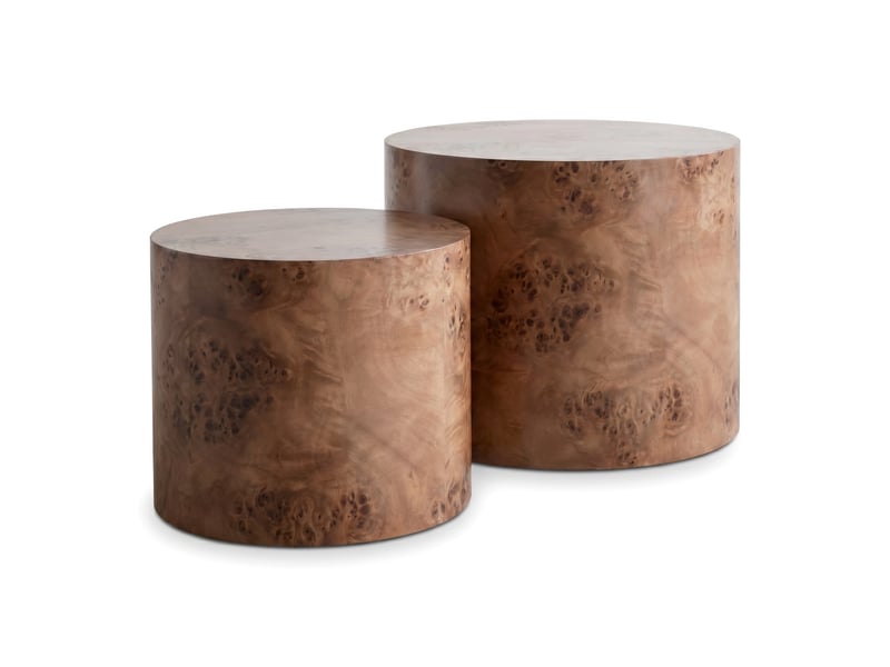 Lot de 2 tables basses gigognes rondes marron foncé d48 cm W3503P449005 - Conforama A