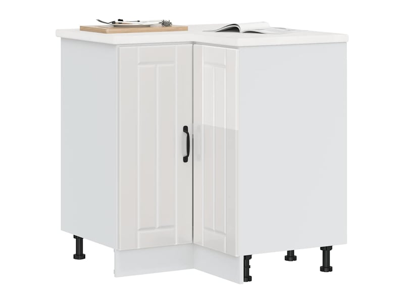  Armoire d'angle de cuisine lucca blanc brillant bois ingénierie  - Conforama B