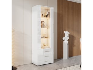 Vitrine coloris blanc 3 étagère(s) OSUPNESSEE - 60 cmx180 cm