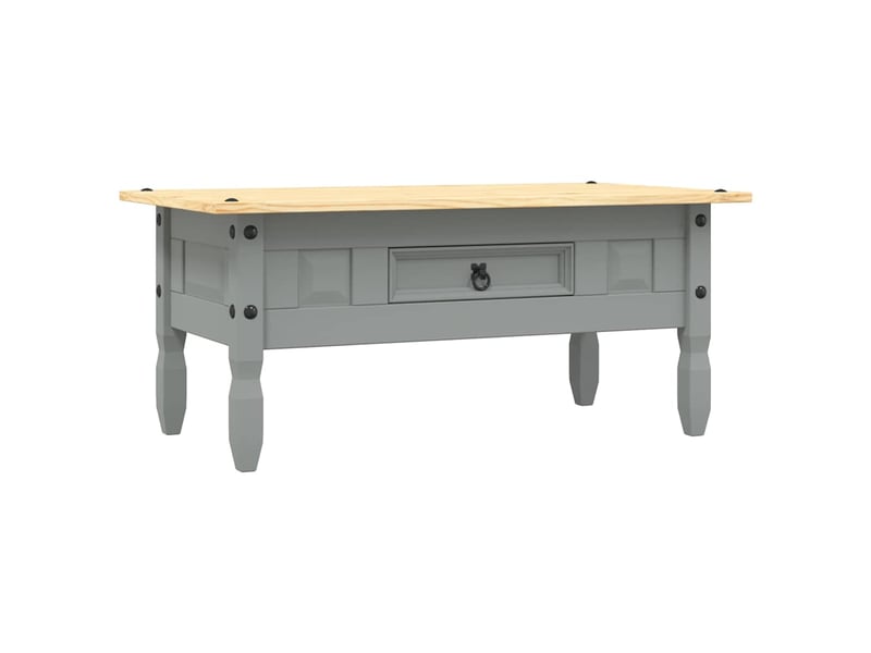  Table basse - table de salon - table à thé pin mexicain gamme corona gris 100x55x44 cm  - Conforama A