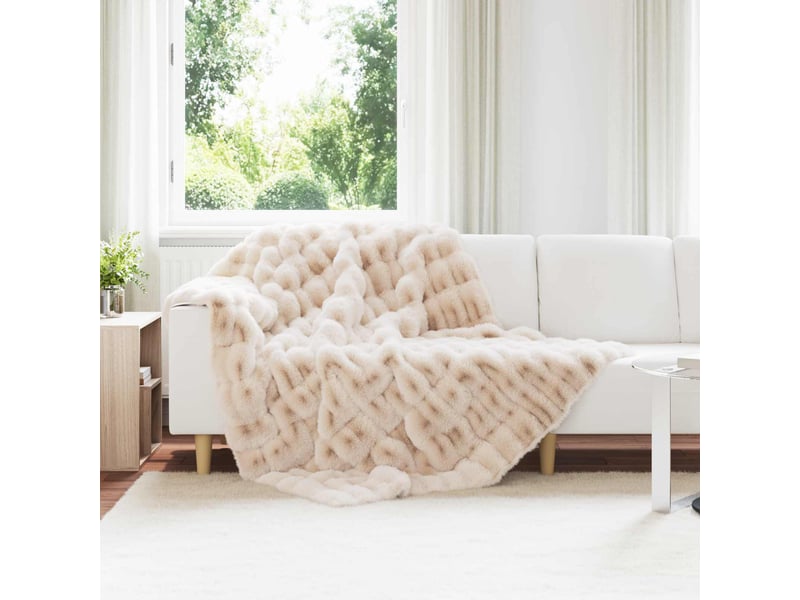 Couverture décorative, couverture antidérapante en fausse de lapin olite beige shl43788 - Conforama B