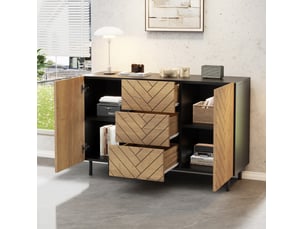 Buffet 2 porte(s)  3 tiroir(s) <strong>CRAVDOM</strong> <strong></strong> - 120 cm coloris naturel 