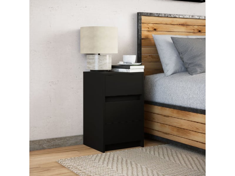  Table de chevet avec lumières led noir bois d'ingénierie  - Conforama D