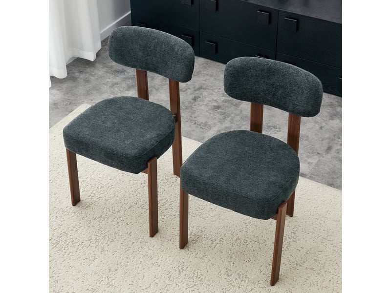  Chaise de salle à manger lot de 2 57 x 49 x 82,5 cm – noire – dossier courbé et assise rembourrée  - Conforama D