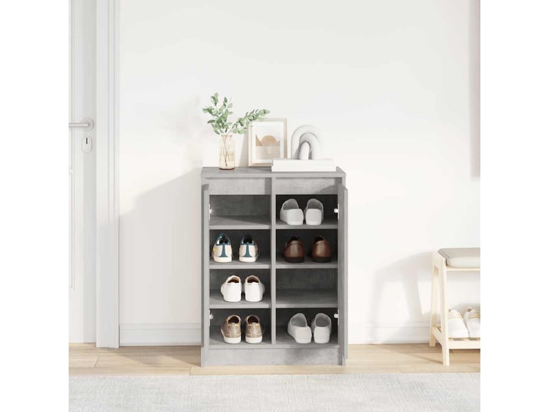  Meuble à chaussure, armoire à chaussures gris béton 57x34x76 cm bois d'ingénierie  - Conforama C