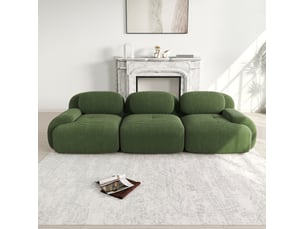 Canapé 3 places,298x103x70 cm,modulable sans montage,tissu côtelé,vert