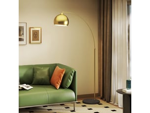Lampadaire lampe de salon arc réglable pied marbre vintage style 40w e27 dim. 100-115l x 30l x 170-180h cm doré