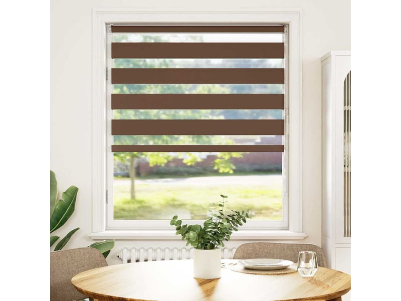 Store zèbre, store de fenêtre marron 95x100 cm largeur du tissu 90,9 cm polyester cf48743 - Conforama A