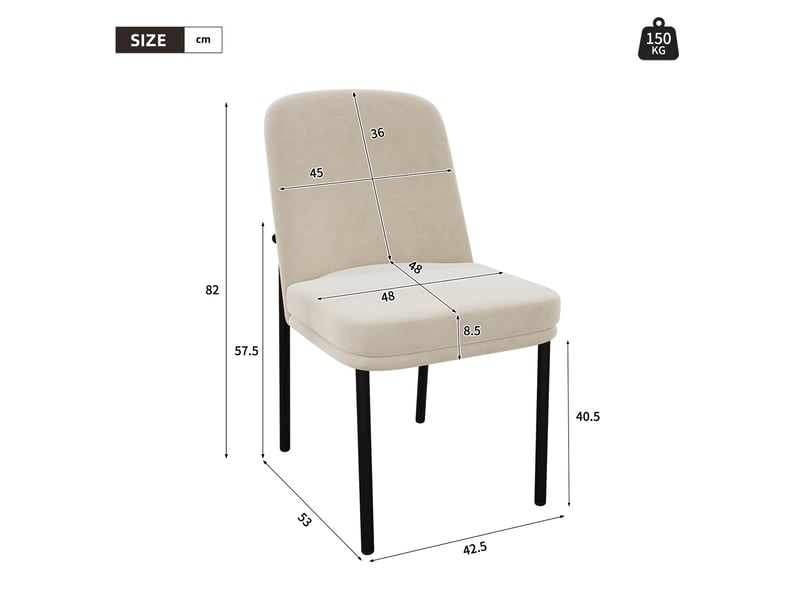  Lot de 4 chaises en velours coloris beige chaise beige - Conforama C