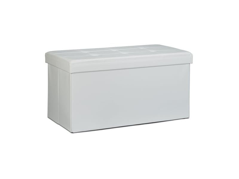  Tabouret de rangement pliant 38 x 76 x 38 cm avec 85 litres de capacité design moderne en similicuir blanc 13_0005715  - Conforama A