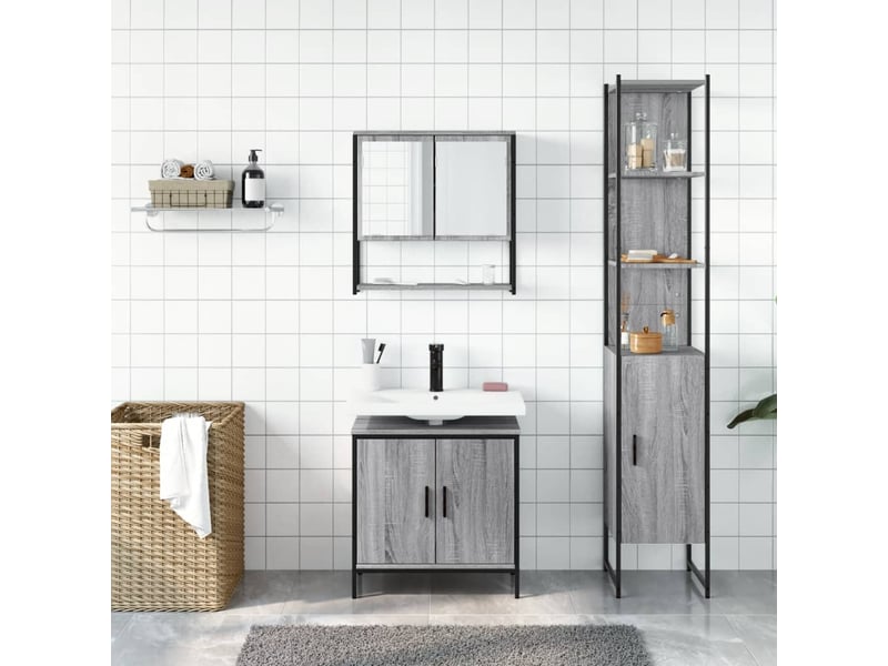 Ensemble de meubles de salle de bain 3 pcs sonoma gris cf63820 - Conforama C