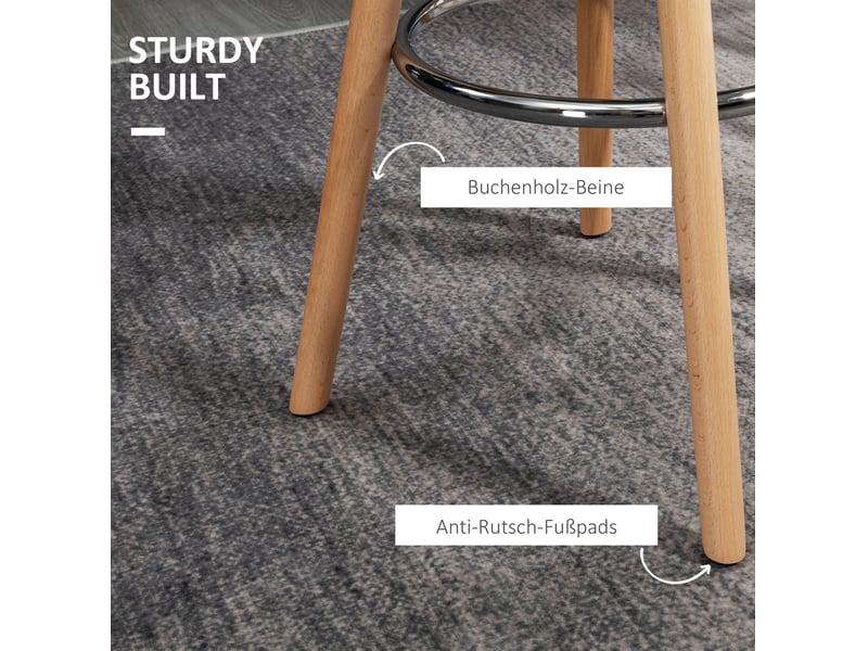 Lot de 2 tabourets de bar avec dossier incurvé et repose-pieds, style scandinave, en cuir synthétique blanc  - Conforama E