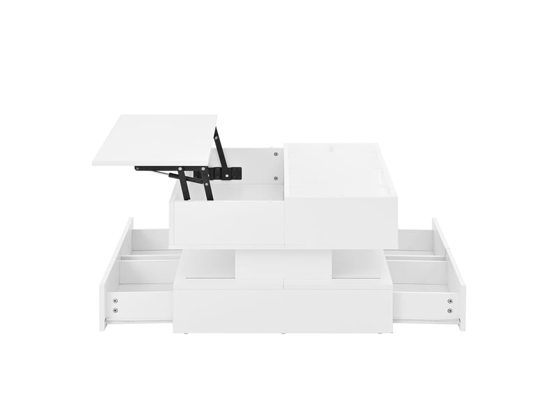  Table basse relevable avec 2 tiroirs et niches de rangement, led 16 couleurs, pour salon moderne, 70 × 67 × 57 cm  - Conforama E