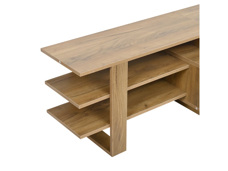  Ensemble meuble tv 180 cm en mdf et acrylique avec led noir et bois naturel chicfurn  - Conforama E
